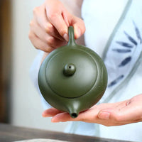 Thumbnail for Théière chinoise ronde aplatie verte | Théières à la folie