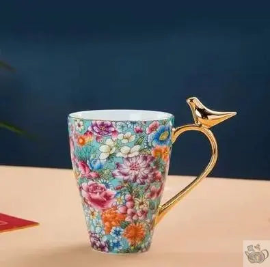 Mug en porcelaine précieuse aux mille fleurs | Théières à la folie