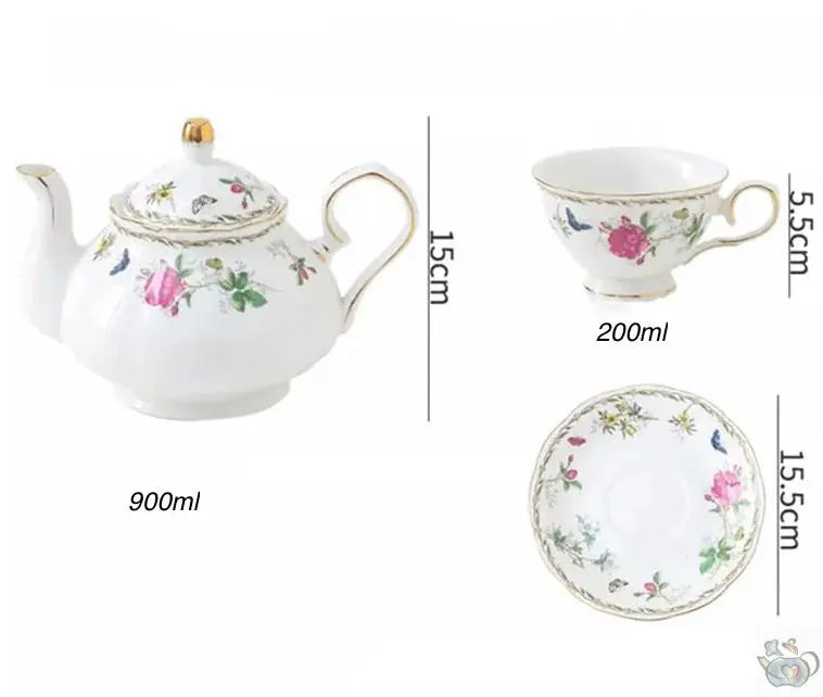 English porcelain teapot with light flowers