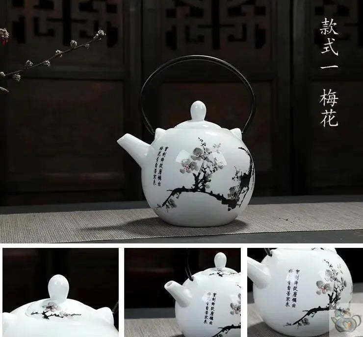 Théière porcelaine japonaise ronde de Jingdezhen | Théières à la folie