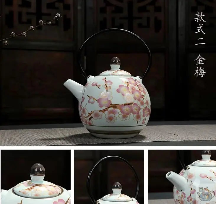 Théière porcelaine japonaise ronde de Jingdezhen | Théières à la folie