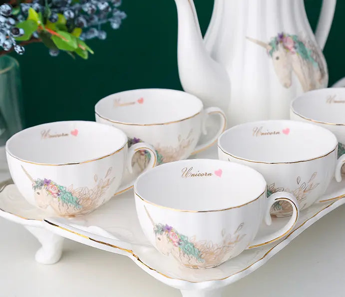 ​Service à thé plateau porcelaine Licorne | Théières à la folie