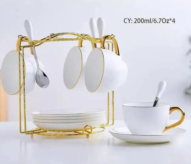 ​Set de thé en porcelaine blanche et or | Théières à la folie