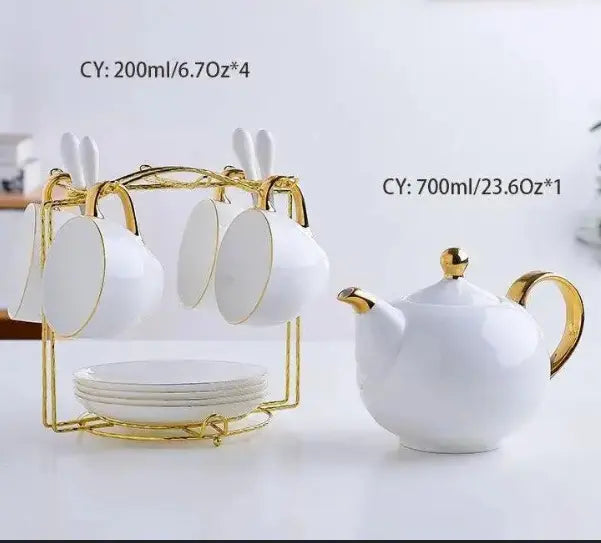 ​Set de thé en porcelaine blanche et or | Théières à la folie