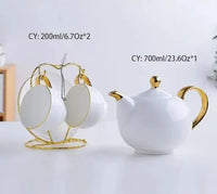 Thumbnail for ​Set de thé en porcelaine blanche et or | Théières à la folie