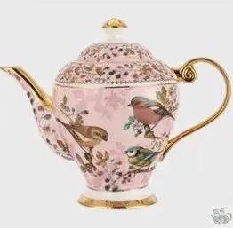 Tasses porcelaine rose aux oiseaux coffret | Théières à la folie