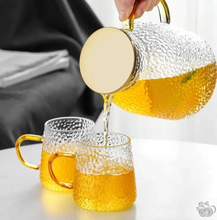 Crystal hammered glass pitcher teapot