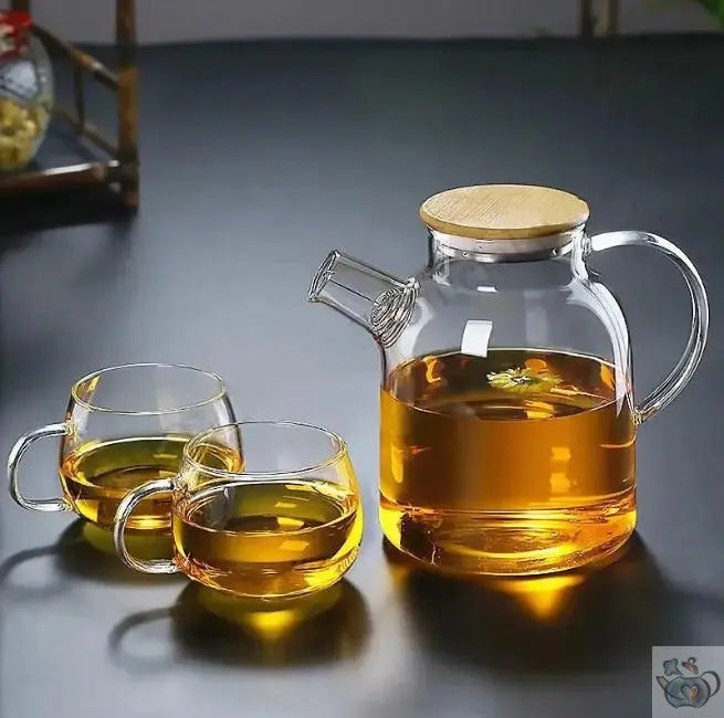Large transparent glass teapot