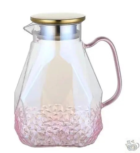 Vielseitige Teekanne aus rosa Glas