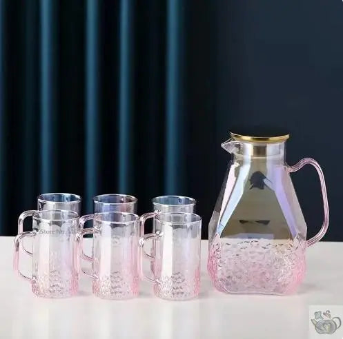 إبريق شاي زجاجي وردي متعدد الاستخدامات