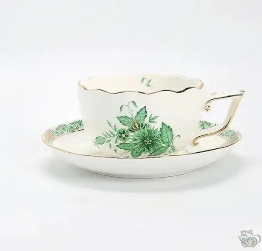 Théière porcelaine blanche bouquets verts la tasse | Théières à la folie