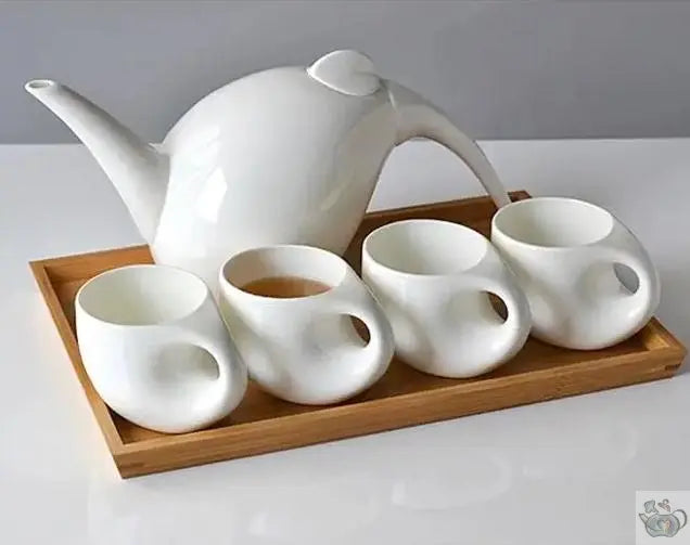 Service à thé contemporain porcelaine blanche | Théières à la folie