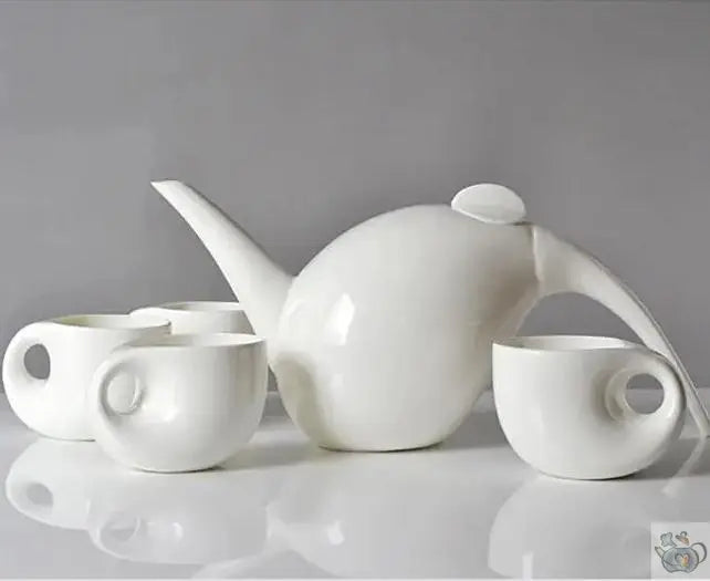 Service à thé contemporain porcelaine blanche | Théières à la folie