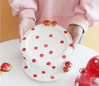 Thumbnail for Ceramic dots, red and white tea service