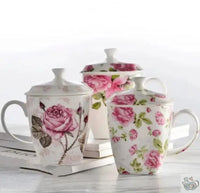Thumbnail for Mug porcelaine florale avec couvercle | Théières à la folie