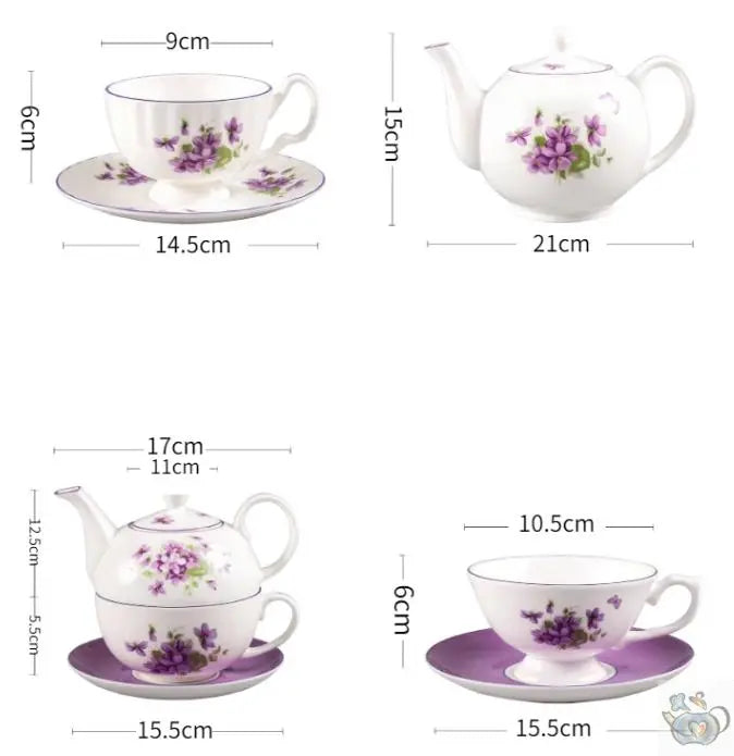 Théière porcelaine évolutive bouquets de violettes | Théières à la folie