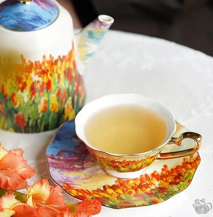 Tasse à thé porcelaine motif impressionniste | Théières à la folie