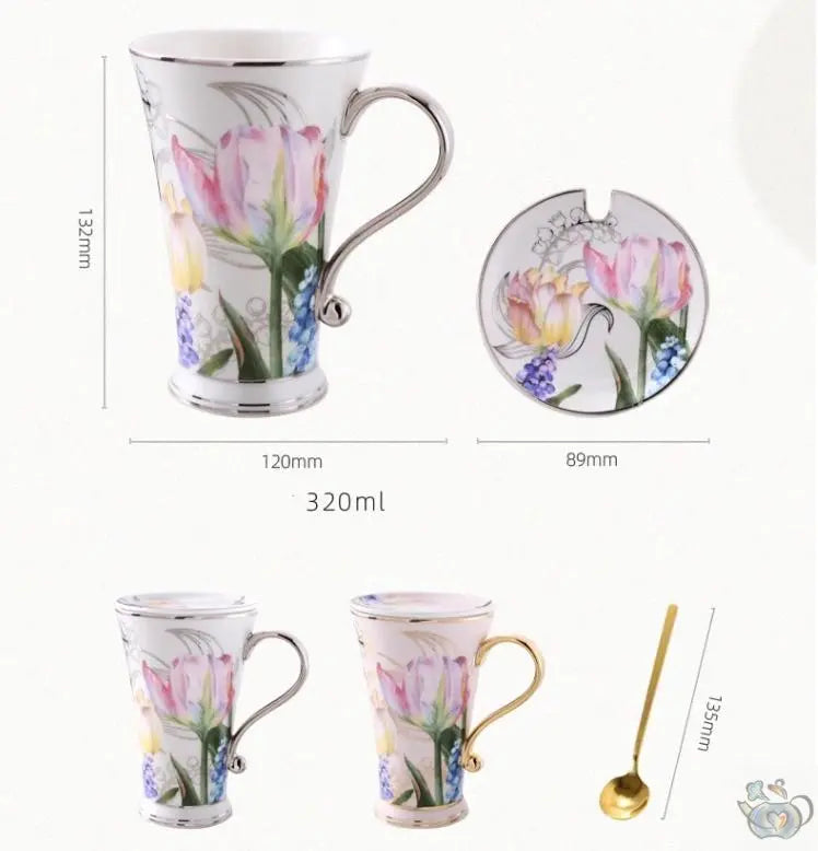 Mugs-tulipe en porcelaine duo en coffret cadeau | Théières à la folie