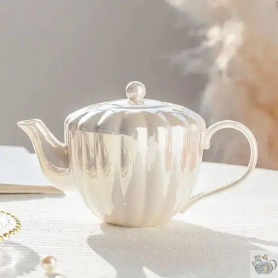 Service thé porcelaine nacrée rose ou blanc | Théières à la folie