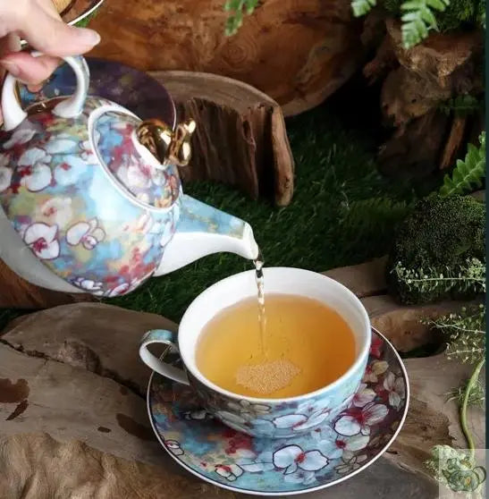 طقم شاي انفرادي من البورسلين المزهر