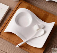 Thumbnail for Tasse porcelaine blanche soucoupe ondulée | Théières à la folie