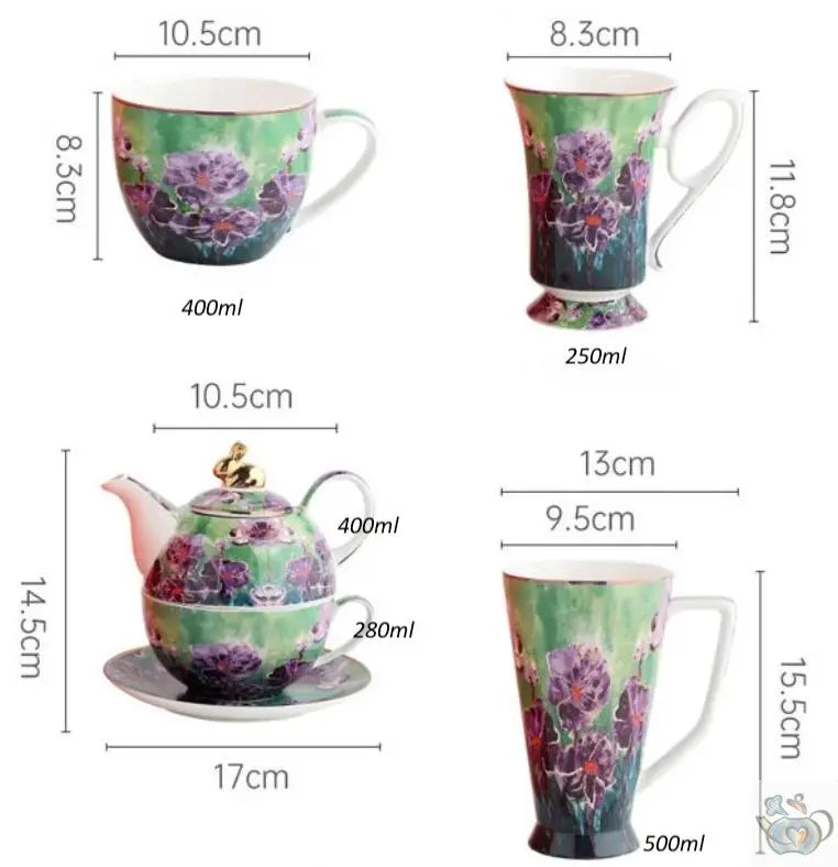 Service à thé évolutif porcelaine fleurie | Théières à la folie