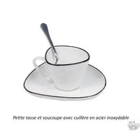 Thumbnail for Set thé ou café céramique blanche bordée de noir | Théières à la folie