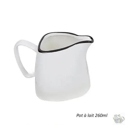 Set thé ou café céramique blanche bordée de noir | Théières à la folie