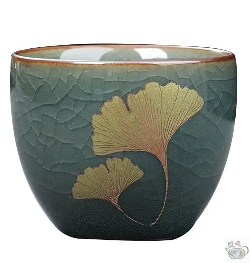 Théière en céramique craquelée feuilles gingko | Théières à la folie