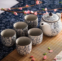 Thumbnail for Théière céramique blanc bleu traditionnel avec ses tasses| Théières à la folie
