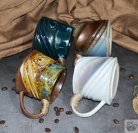 Thumbnail for Mug en céramique rustique sculptée Poterie | Théières à la folie