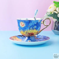 Thumbnail for Duo tasses porcelaine bleue et tournesols | Théières à la folie
