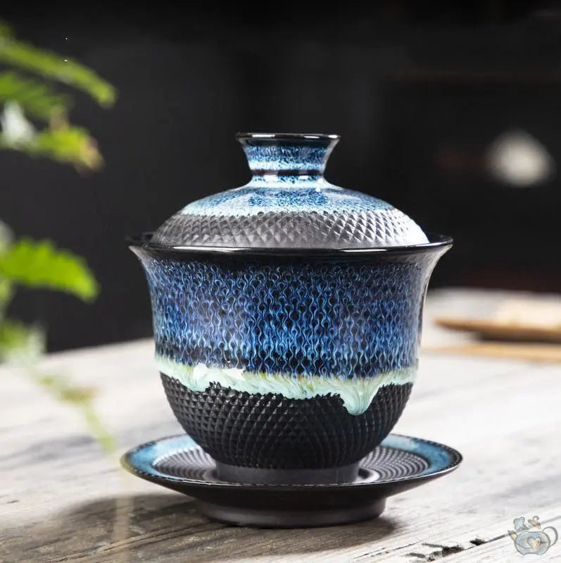Gaiwan céramique artisanale texture nuancée | Théières à la folie