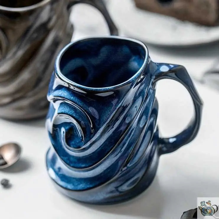 Grand mug en céramique rustique massive sculptée | Théières à la folie