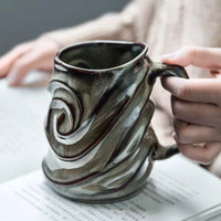 Thumbnail for Grand mug en céramique rustique massive sculptée | Théières à la folie