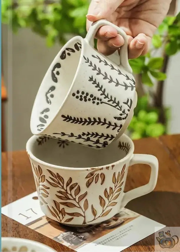 Grande tasse céramique empreintes de la nature | Théières à la folie