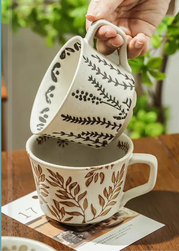 Grande tasse céramique empreintes de la nature | Théières à la folie