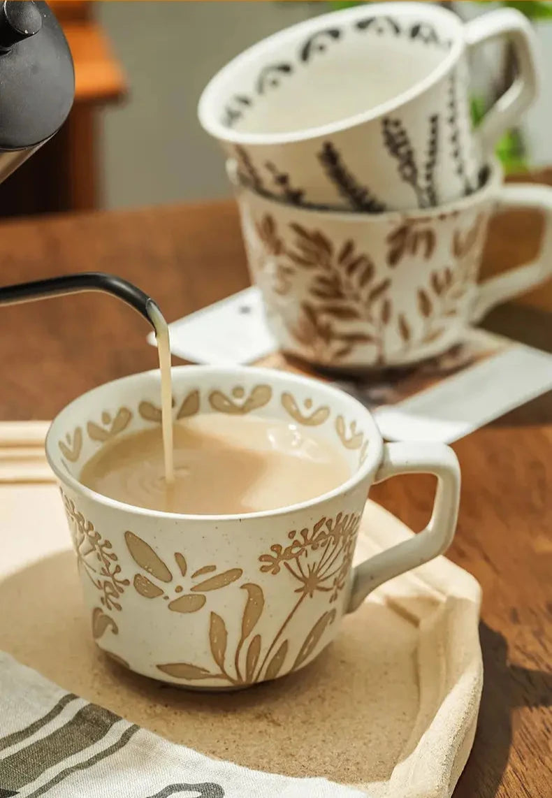 Grande tasse céramique empreintes de la nature | Théières à la folie