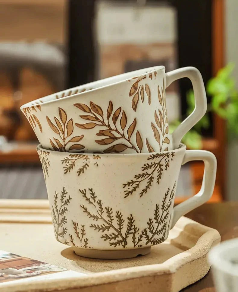 Grande tasse céramique empreintes de la nature | Théières à la folie