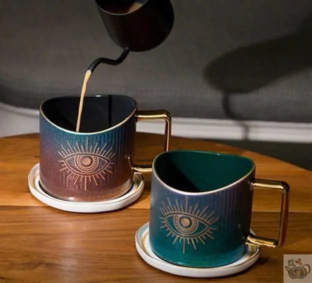 Grande tasse irisée oeil porte bonheur | Théières à la folie