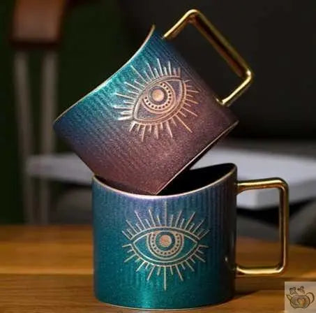 Grande tasse irisée oeil porte bonheur | Théières à la folie