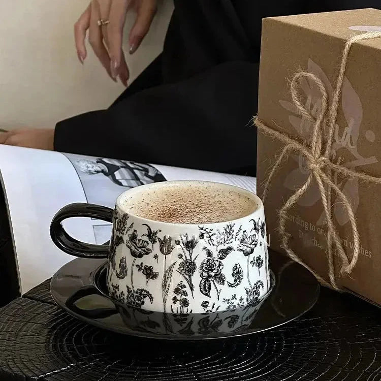 Grande tasse petit déjeuner blanc-noir | Théières à la folie