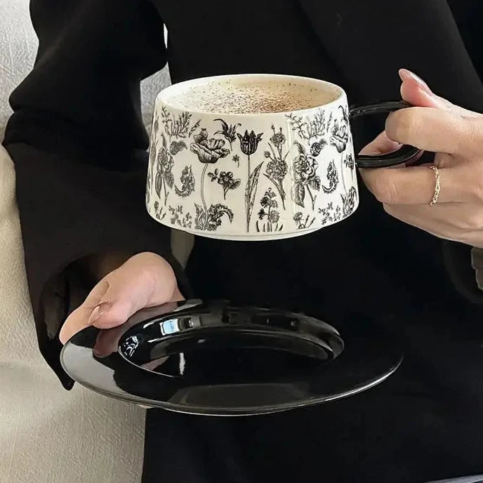 Grande tasse petit déjeuner blanc-noir | Théières à la folie