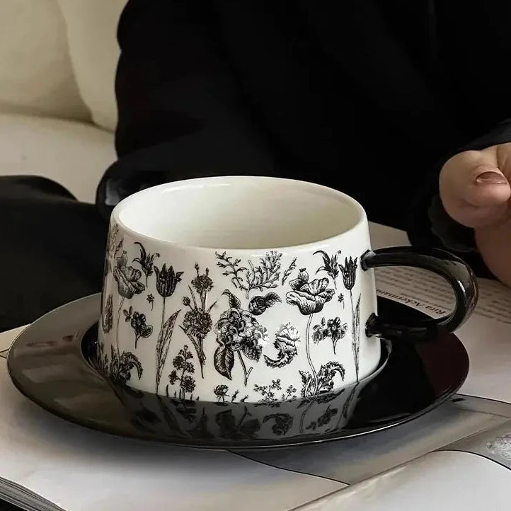 Grande tasse petit déjeuner blanc-noir | Théières à la folie