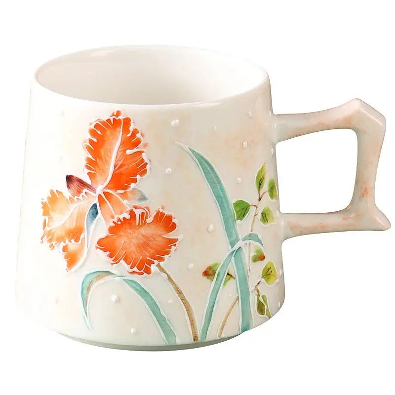 Grosse tasse porcelaine fleurs rustiques vintage | Théières à la folie