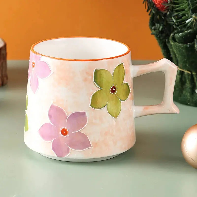 Grosse tasse porcelaine fleurs rustiques vintage | Théières à la folie