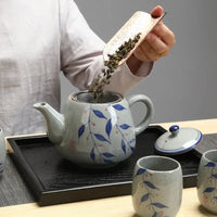 Thumbnail for Винтажный синий белый керамический чайник