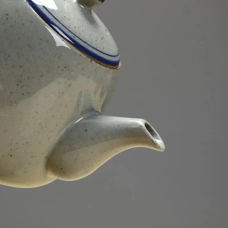 Vintage blue white stoneware teapot