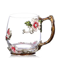 Thumbnail for Tasses à thé en verre décoré de fleurs émaillées | Théières à la folie