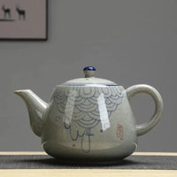 Thumbnail for Vintage blue white stoneware teapot
